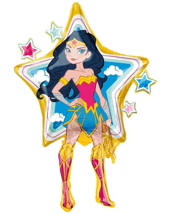 Wonder Woman Cartoon Supershape Balloon - 26&quot; x 37&quot; Foil