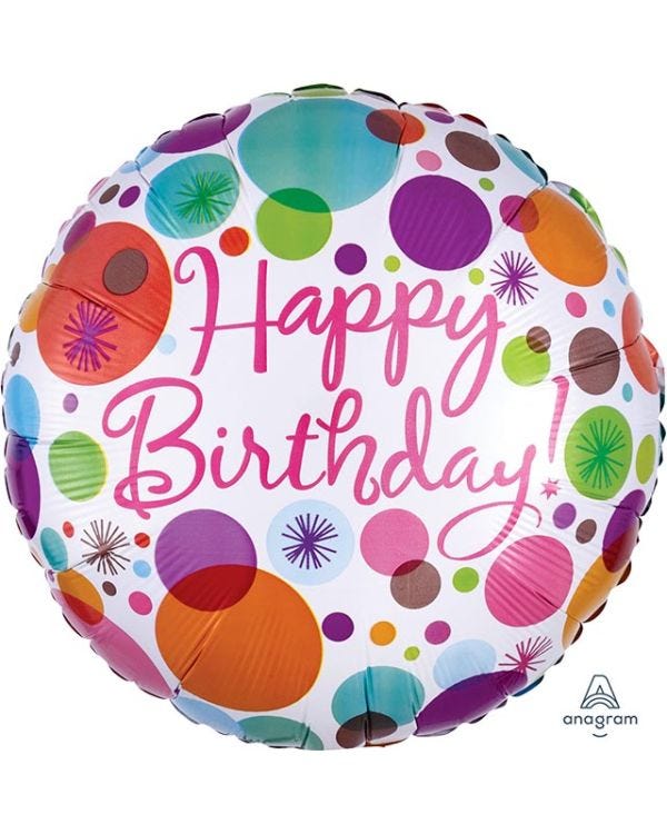 Happy Birthday Polka Dots Balloon - 18&quot; Foil