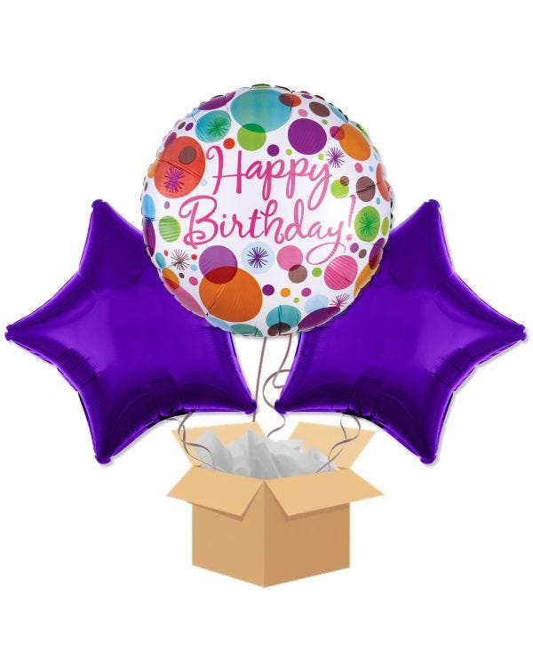 Happy Birthday Polka Dot Balloon Bouquet - Delivered Inflated