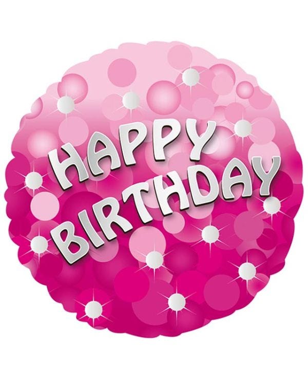 Pink Sparkle Party Happy Birthday Balloon - 18&quot; Foil