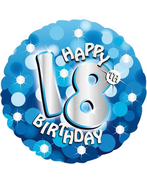 Blue Sparkle &#039;Happy 18th Birthday&#039; Balloon - 18&quot; Foil