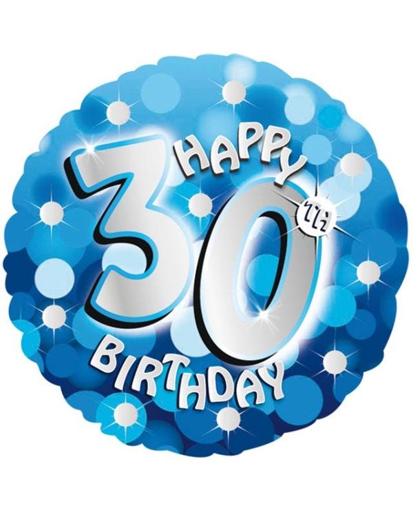 Blue Sparkle &#039;Happy 30th Birthday&#039; Balloon - 18&quot; Foil