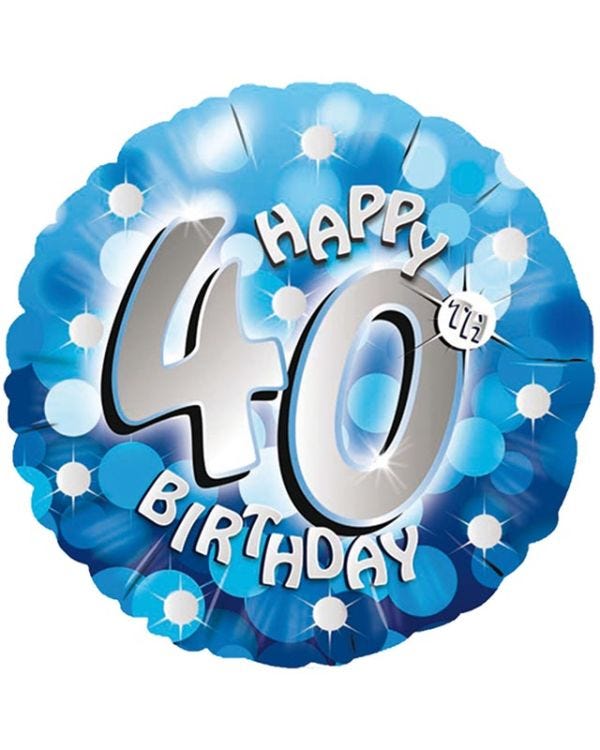 Blue Sparkle &#039;Happy 40th Birthday&#039; Balloon - 18&quot; Foil