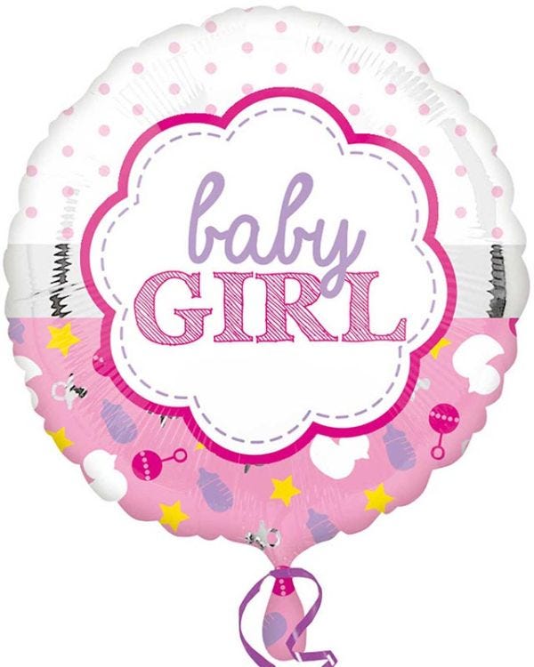 Baby Girl Scallop Balloon - 18&quot; Foil