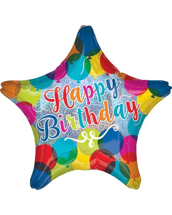 Happy Birthday Sparkle Star Balloon - 18&quot; Foil