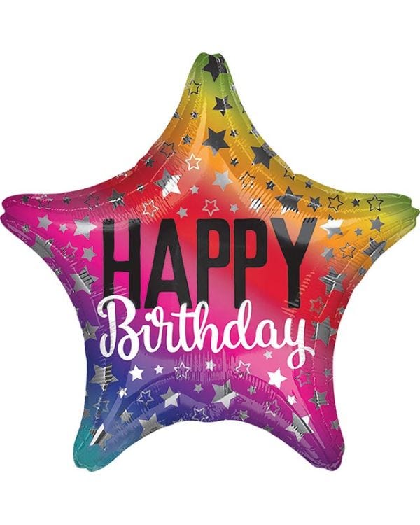 Rainbow Star Birthday Balloon - 18&quot; Foil