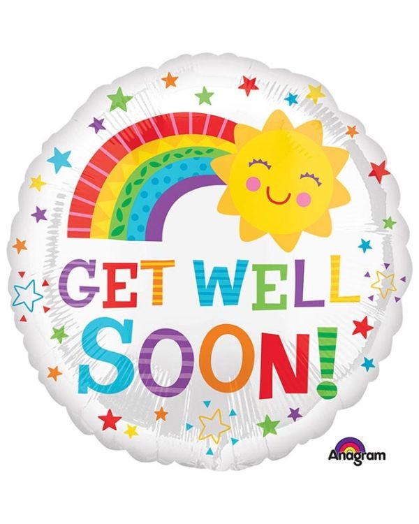 Get Well Happy Sun Balloon - 18&quot; Foil