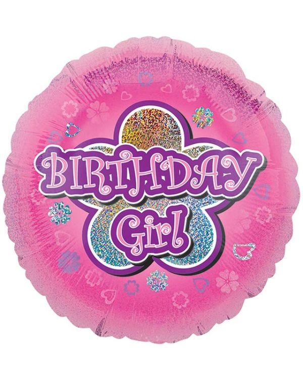 Pink Flowers Birthday Girl Balloon - 18&quot; Foil