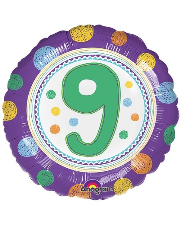 Age 9 Spot Balloon - 18&quot; Foil