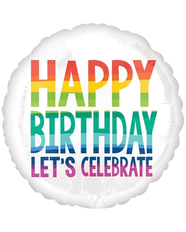 Rainbow Let&#039;s Celebrate Birthday Balloon - 18&quot; Foil