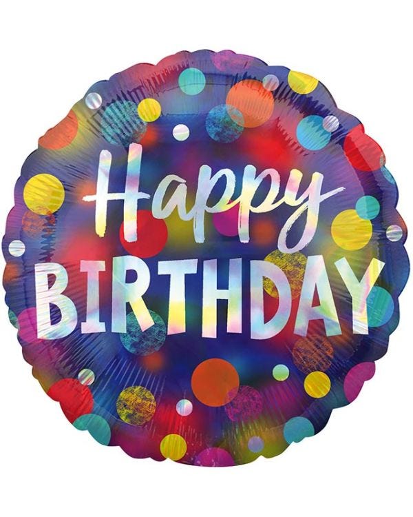 Happy Birthday Party Dots Iridescent Balloon - 18&quot; Foil