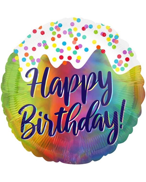 Frosted Confetti Happy Birthday Iridescent Balloon - 18&quot; Foil