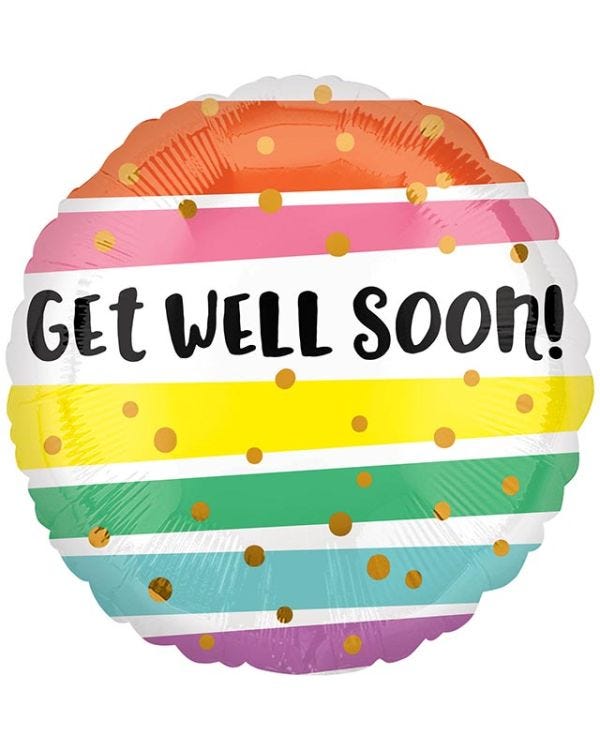 Get Well Bold Stripes Balloon - 18&quot; Foil