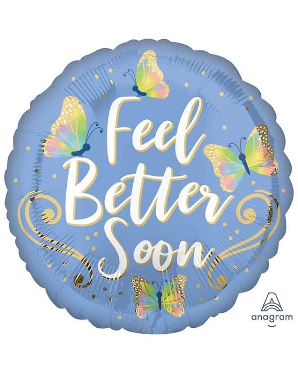 Feel Better Soon Butterflies Balloon - 18&quot; Foil