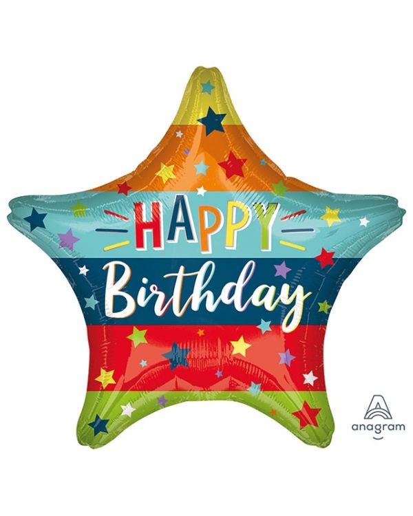 Stars &amp; Stripes Happy Birthday Star Balloon - 18&quot; Foil