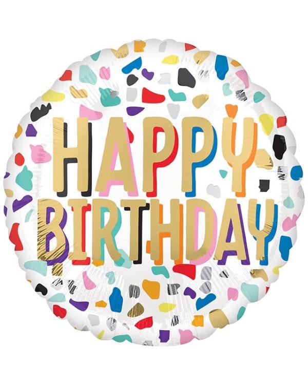 Confetti Gold Happy Birthday Balloon - 18&quot; Foil