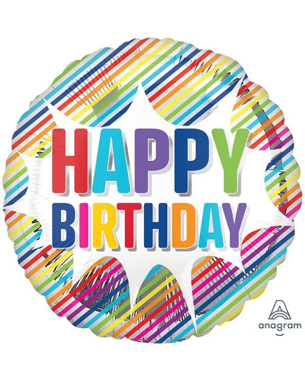 Happy Birthday Striped Burst - 18&quot; Foil