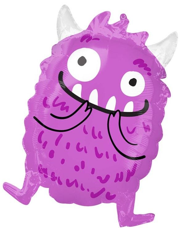 Happy Little Monster Purple Shaped Balloon - 19&quot; x 14&quot; Foil