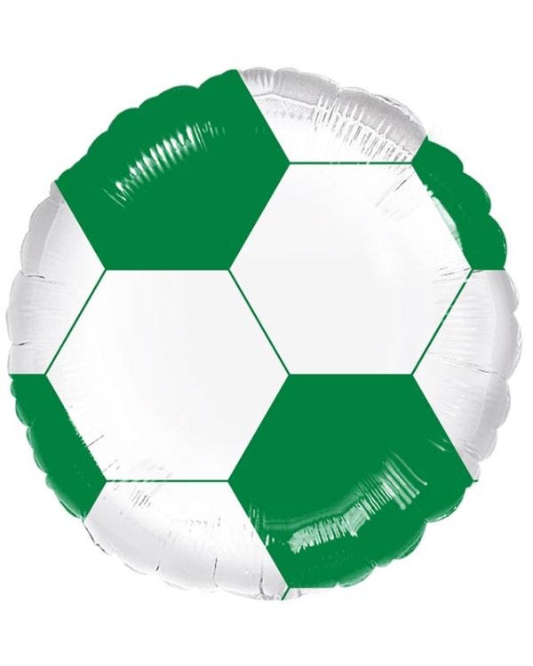 Green &amp; White Football Foil Balloon - 17&quot;