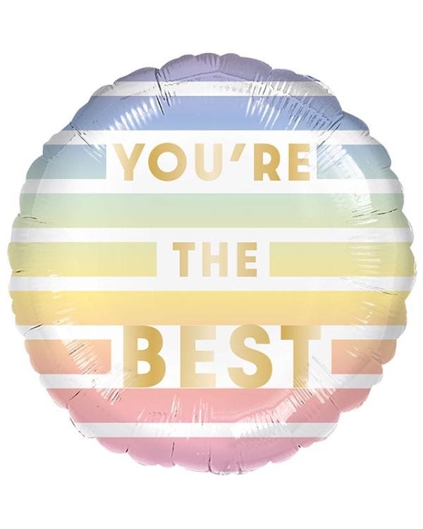 You&#039;re The Best Pastel Striped Balloon - 18&quot; Foil