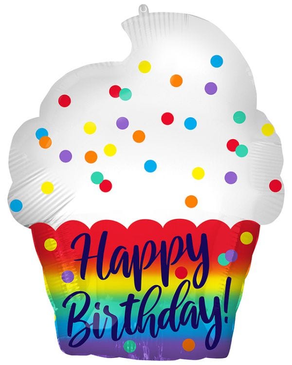 Satin Cupcake Happy Birthday Balloon - 18&quot; Foil