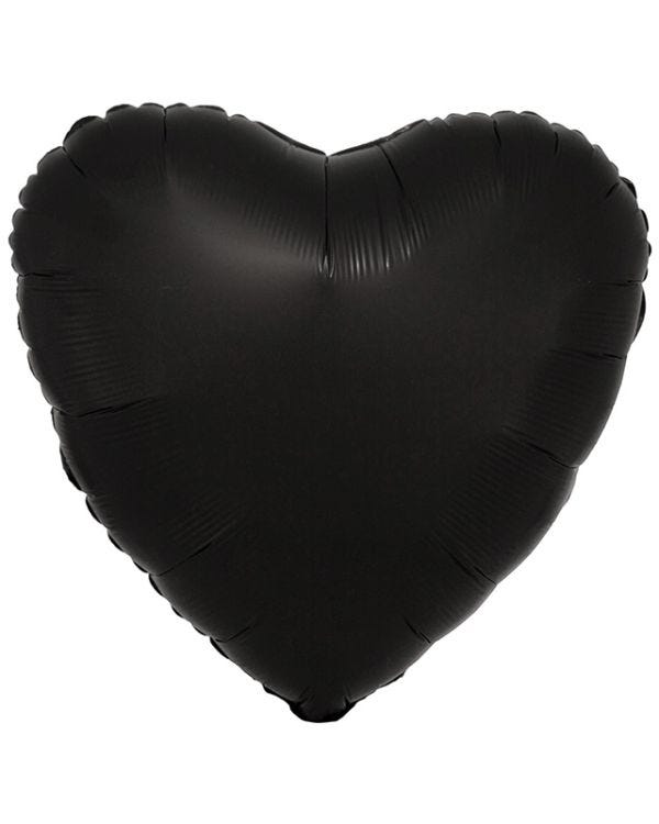 Silk Lustre Black Heart Foil Baloon - 18&quot; (Unpackaged)