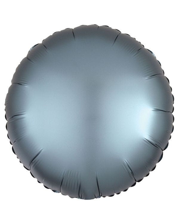Silk Lustre Steel Blue Round Foil Balloon - 18&quot; (Unpackaged)