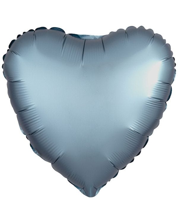 Silk Lustre Steel Blue Heart Foil Balloon -18&quot; (Unpackaged)