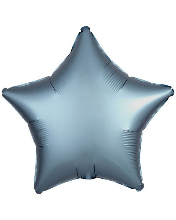 Silk Lustre Steel Blue Star Foil Balloon - 18&quot; (Unpackaged)