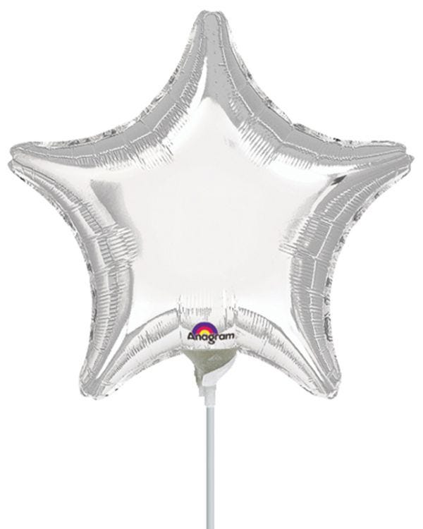 Metallic Silver Star Balloons - 9&quot; Foil (10pk)