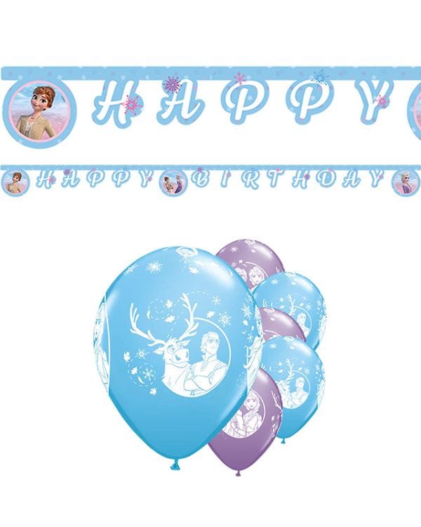Disney Frozen Birthday Banner &amp; Balloons Kit