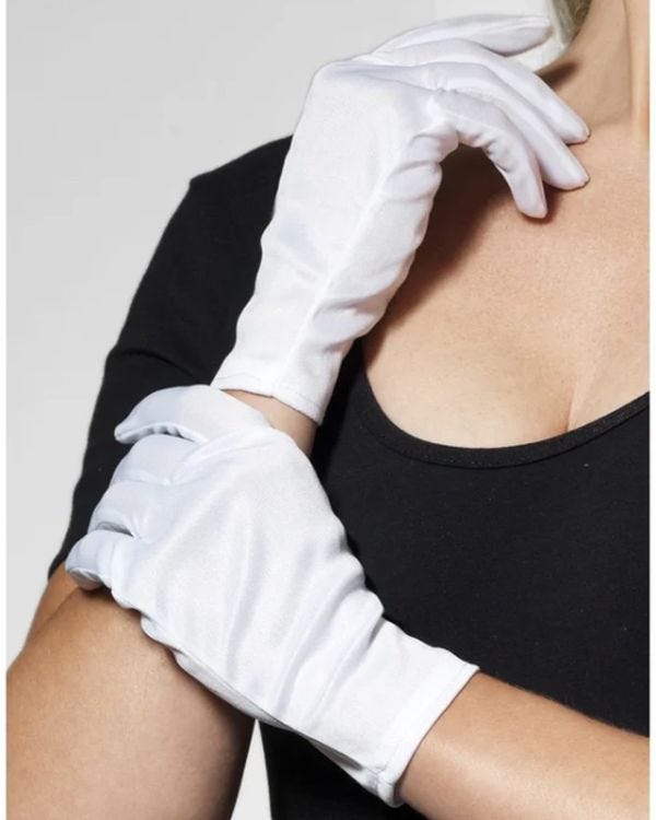 White Ladies Santa Gloves