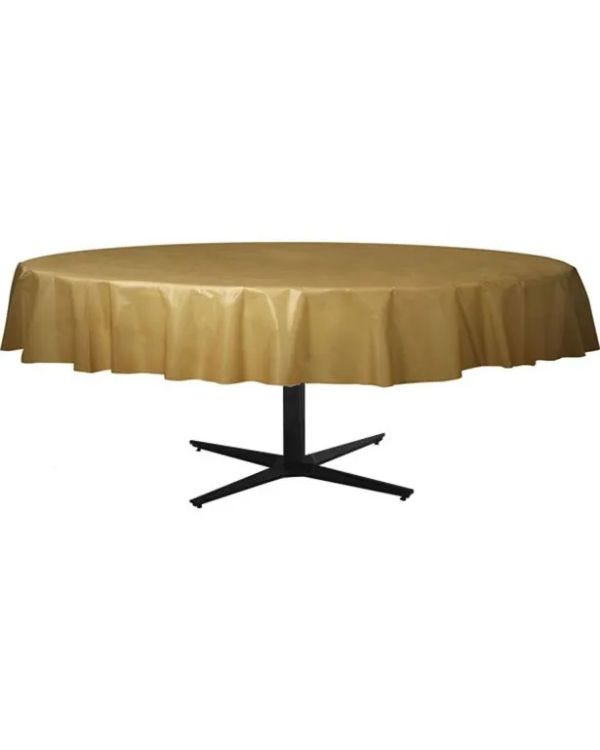 Gold Round Plastic Tablecover