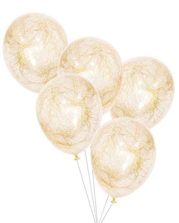 Gold Glitter Angel Hair Confetti Balloons - 12&quot; Latex