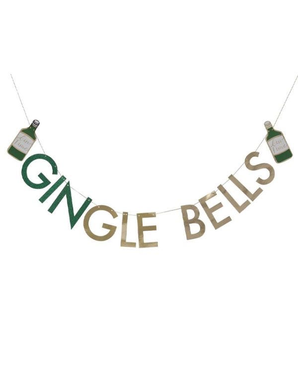 Gold Glitter GINgle Bells Bunting - 2m