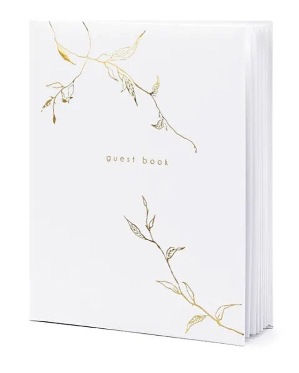 Metallic Gold Branches White Guest Book - 20cm x 24.5cm