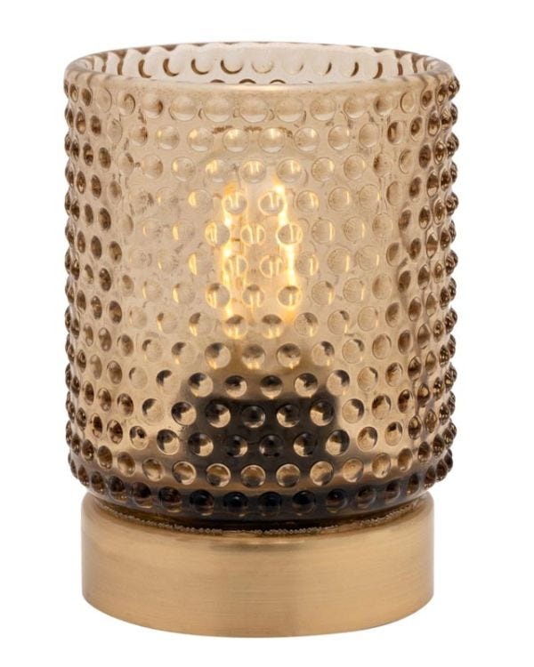 Amber Glass Cup with LED Bulb Light - 11.5cm x 8cm