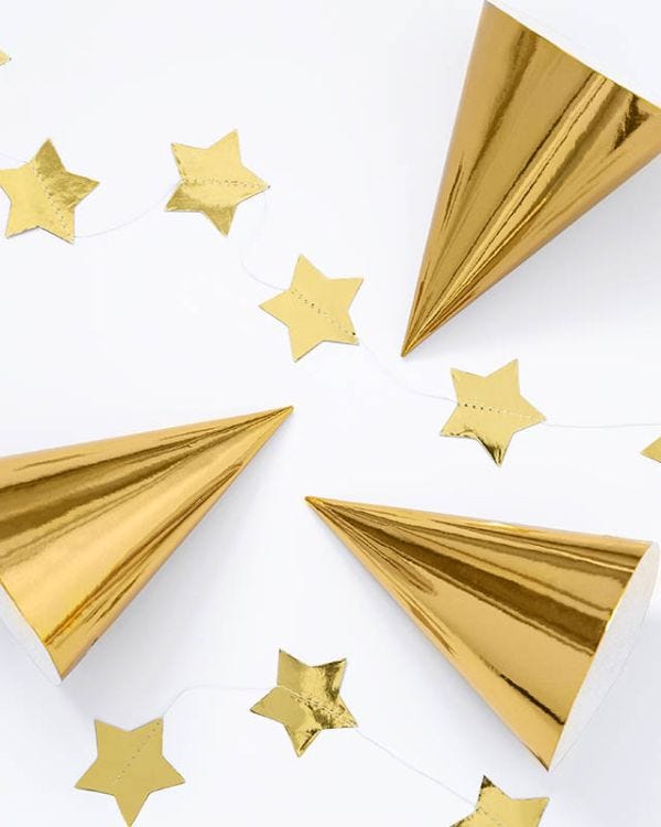 Metallic Gold Party Hats (6pk)