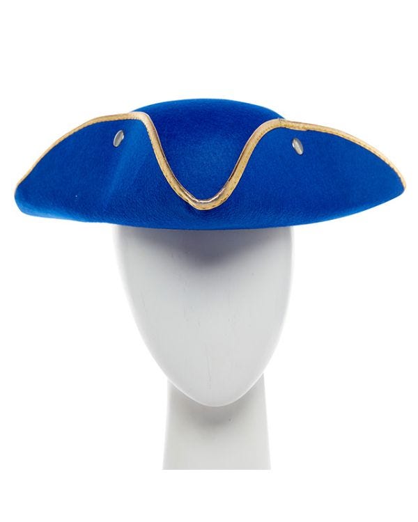 Blue Pirate Hat with Gold edge