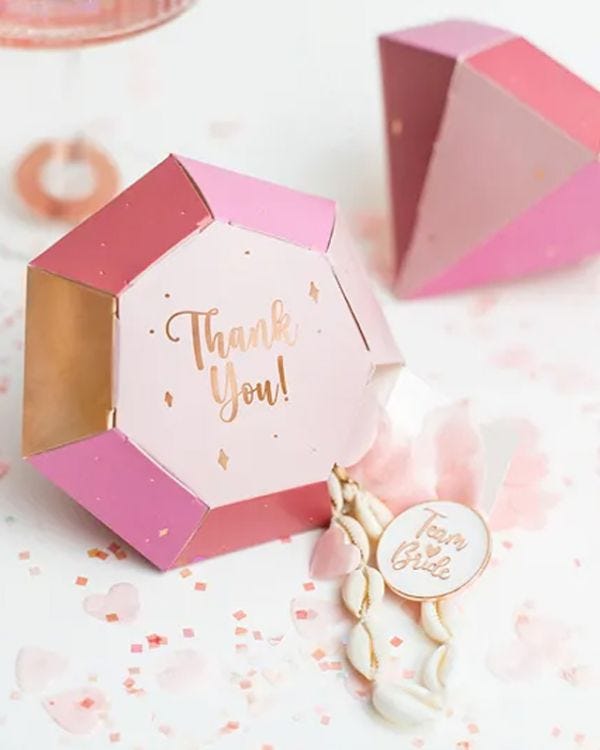 Diamond Thank You Paper Gift Boxes - 10cm x 12cm (6pk)