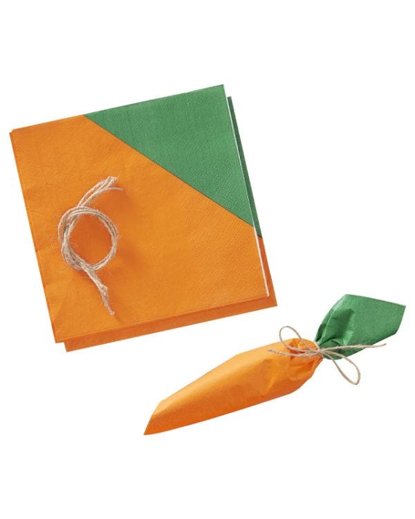 Hoppy Easter Carrot Napkins with Twine Decoration - 33cm (16pk)