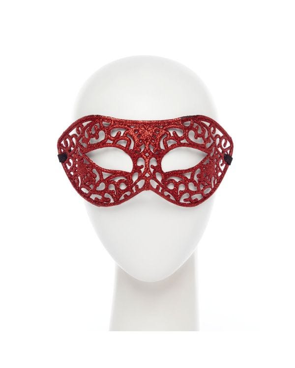 Red Glitter Lace Mask