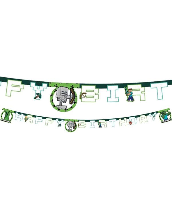 Minecraft Party Happy Birthday Letter Banner