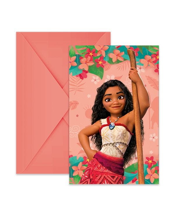 Disney Moana Party Invitations &amp; Envelopes (6pk)