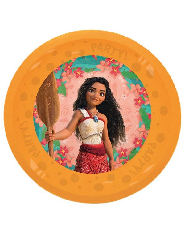 Disney Moana Party Plastic Reuseable Plates - 21cm (4pk)