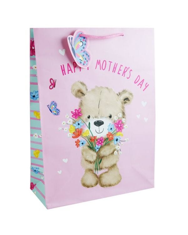 Mother&#039;s Day Cute Bear &amp; Flowers XL Gift Bag