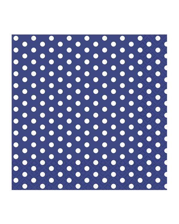 Blue &amp; White Spot Paper Napkins - 33cm (20pk)