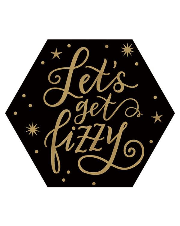 Let&#039;s Get Fizzy Hot Stamped Hexagon Coasters - 7.6cm