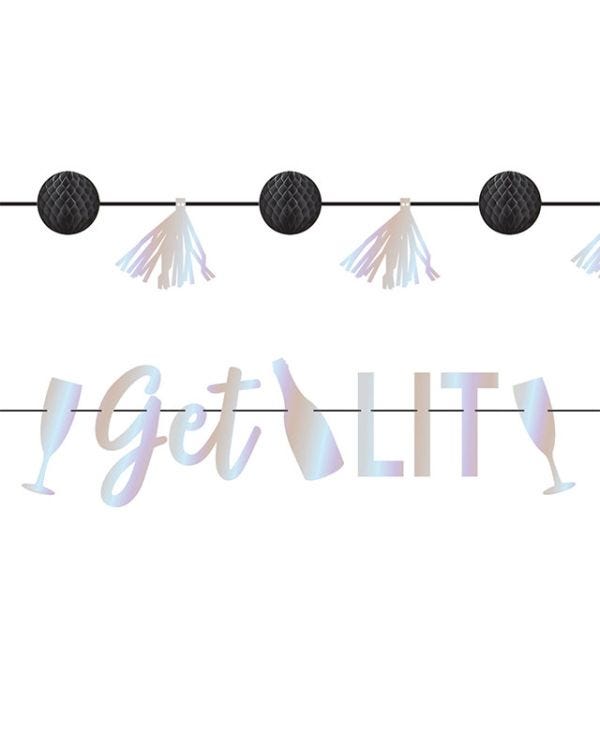 Disco Ball Drop &#039;Get Lit&#039; Banner - 1.8m
