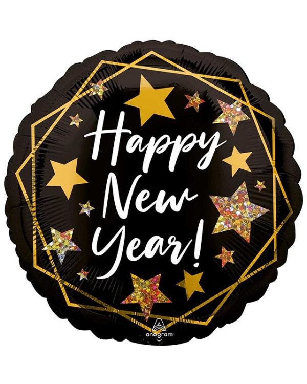Happy New Year Gold Sparkle Balloon - 18&quot; Foil